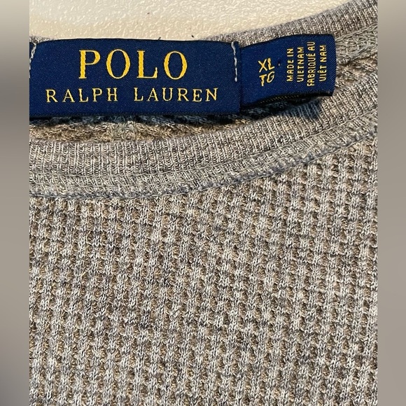 Men’s Polo Ralph Lauren Waffle Knit Graphic Thermal XL Grey & Blue Nautical GUC - Picture 3 of 7